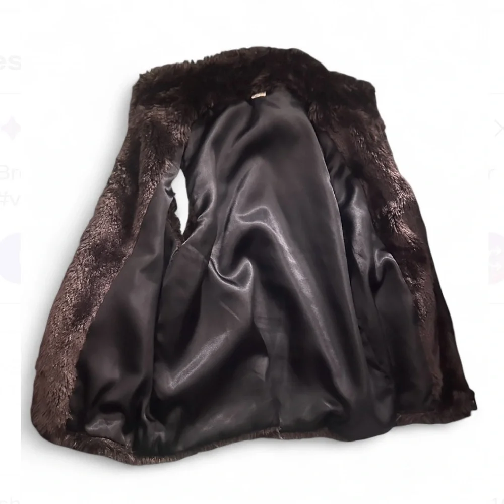 Mixit Dark Brown Faux Fur Zip-Up Ves